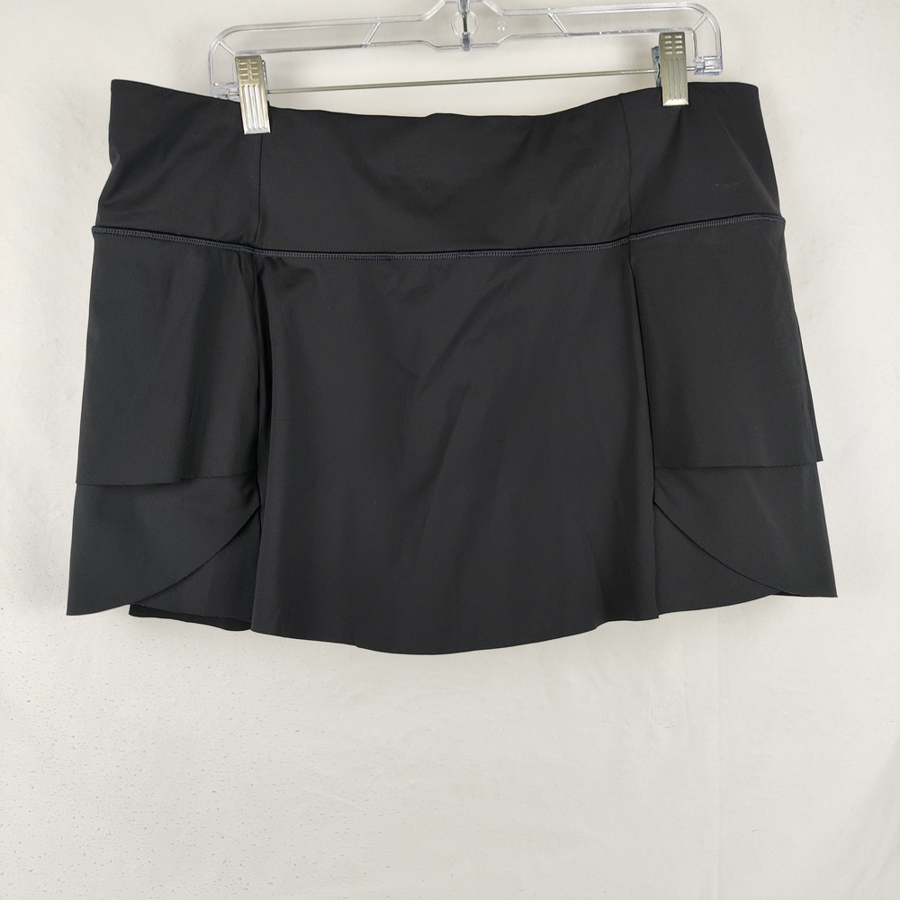 Athleta Skort Womens Large Black Tiered Ruffle Lined Running Tennis Athletic